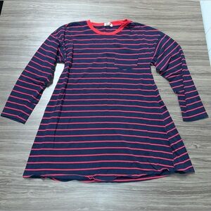 Umgee Womens Size Small Long Sleeve Blue Red Stripe Shirt Dress Pullover